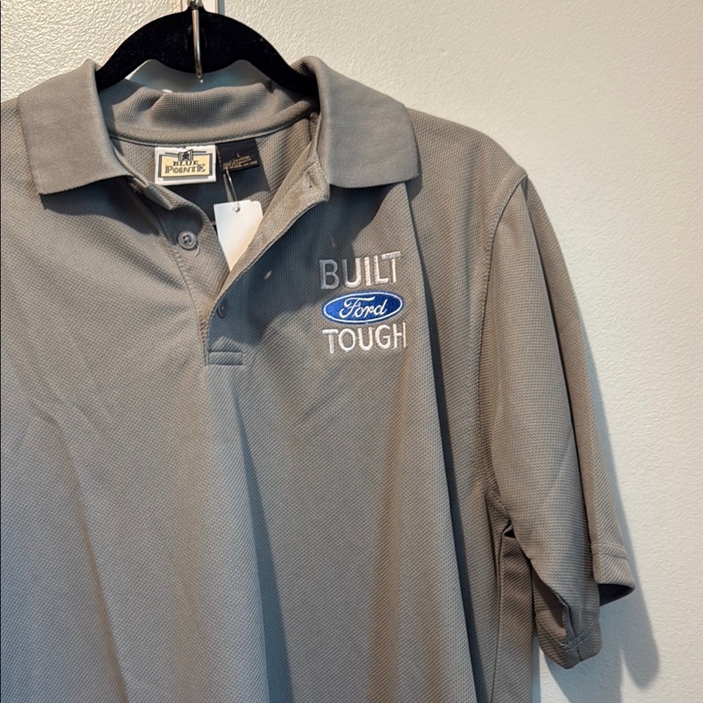 Blue Pointe Built Ford Tough Men's Gray Polo Car Shirt